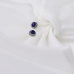 Blue lapis lazuli silver stud earrings - Hypoallergenic