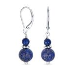 Blue Lapis Lazuli Bali Beaded Drop Earrings