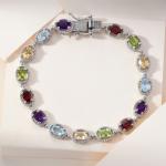 Peridot Amethyst Tennis Bracelet in 925 Sterling Silver