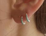 Sterling Silver Turquoise Beaded Helix Hoops, Handmade