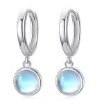 Moonstone Hoop Earrings S925 Sterling Silver Jewelry Gift