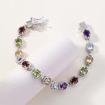 Peridot Amethyst Tennis Bracelet in 925 Sterling Silver