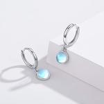 Moonstone Hoop Earrings S925 Sterling Silver Jewelry Gift