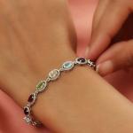 Peridot Amethyst Tennis Bracelet in 925 Sterling Silver