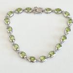 Peridot Oval Tennis Chain Link Bracelet - Sterling Silver