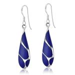 AeraVida Vintage Lapis Teardrop Birthstone Earrings Silver