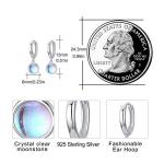 Moonstone Hoop Earrings S925 Sterling Silver Jewelry Gift