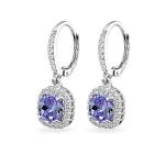 Sterling Silver Tanzanite Dangle Earrings with White Topaz