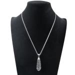 Controse Teardrop Black Hematite Pendant Necklace