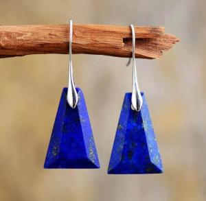 Lapis Lazuli Dangle Earrings for Women - Natural Stone