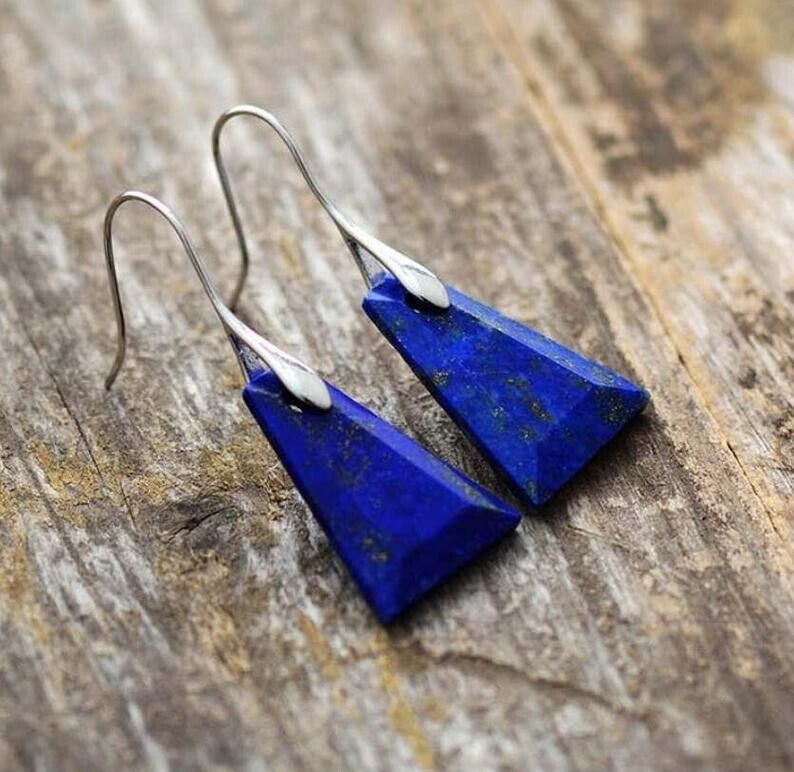 Lapis Lazuli Dangle Earrings for Women - Natural Stone