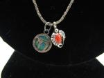 Malachite and Red Coral 24" Sterling Silver Necklace