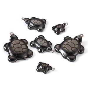 Hematite Turtle Charms: Non-Magnetic Sea Dangle Pendants (6pcs)