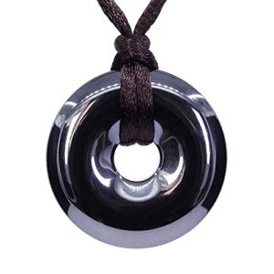 Black Hematite Donut Bead Charm Reiki Pendant Necklace