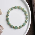 Emerald green natural jade beaded bracelet for women