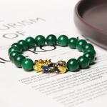 Green Jade Dragon Protection Pixiu Charm Bracelet 10mm