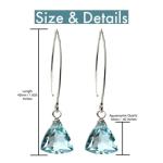 Aquamarine Blue Quartz Sterling Silver Dangle Earrings Gift Box