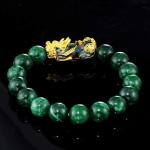 Green Jade Dragon Protection Pixiu Charm Bracelet 10mm