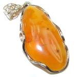 Handcrafted Baltic Polish Amber Pendant in .925 Silver