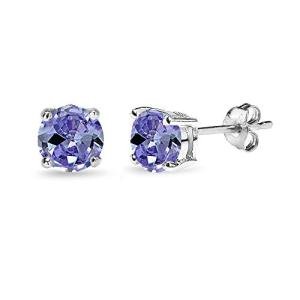 Simulated Tanzanite Sterling Silver Stud Earrings
