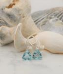 Aquamarine Blue Quartz Sterling Silver Dangle Earrings Gift Box