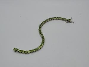 Peridot Green Gemstone Tennis Bracelet 925 Silver Vintage