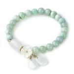 Gradient Green Jade Bead Bracelet for Women, Holiday Gift