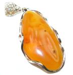 Handcrafted Baltic Polish Amber Pendant in .925 Silver