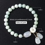 Gradient Green Jade Bead Bracelet for Women, Holiday Gift