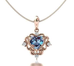 Heart Alexandrite Pendant in 14K Rose Gold