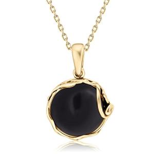 14K Gold Plated Black Onyx Pendant Necklace