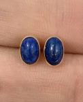 14k Gold Lapis Lazuli Oval Cabochon Stud Earrings