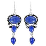 Handmade Lapis Lazuli Dangle Earrings - Women's Gift