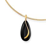 Black Onyx Teardrop Pendant in 14kt Gold