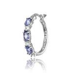 Princess-cut Tanzanite Sterling Silver Hoop Earrings