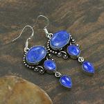 Handmade Lapis Lazuli Dangle Earrings - Women's Gift