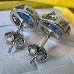 Tanzanite White Topaz Stud Earrings - 925 Silver