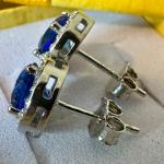 Tanzanite White Topaz Stud Earrings - 925 Silver