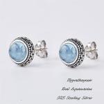 Genuine Aquamarine Sterling Silver Stud Earrings Birthstone Jewelry
