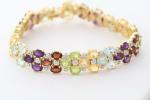Gemstone Cluster 13ctw Gold-Plated Sterling Bracelet