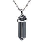 Reiki Chakra Hematite Gemstone Pendant Necklace with Gift Box