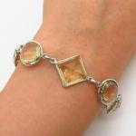 Sterling Silver Lemon Citrine Gemstone Link Bracelet