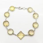 Sterling Silver Lemon Citrine Gemstone Link Bracelet