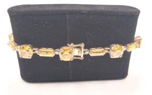 Natural Citrine .925 Sterling Vermeil Tennis Bracelet - 7