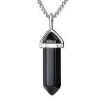 Black Onyx Hexagonal Pendant Necklace for Women