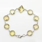 Sterling Silver Lemon Citrine Gemstone Link Bracelet