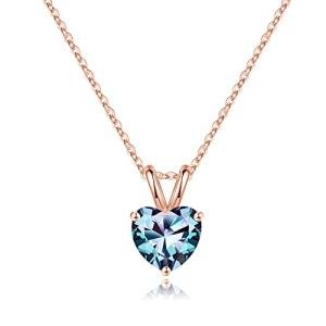 Heart-Shaped Birthstone Necklace in Sterling Silver
