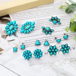 Turquoise Gemstone Stud Earrings Set for Women Girls