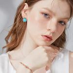 Turquoise Gemstone Stud Earrings Set for Women Girls