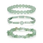 Set of 3 Green Jade Beaded Stretch Bracelets